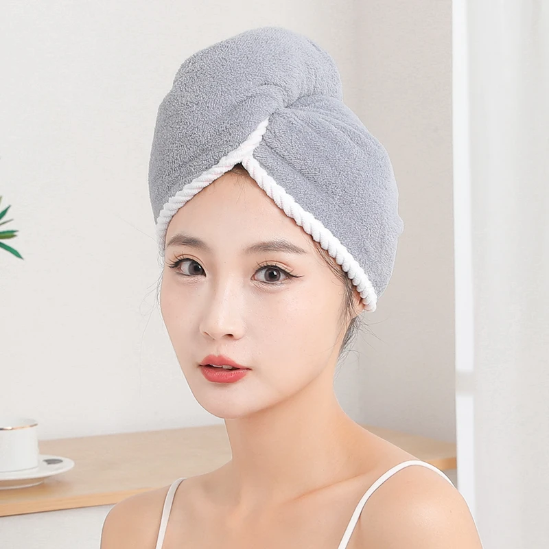 Double Layer Thick Hair Drying Towels Super Absorbent Quick Dry Head Turban Curly Long Thick Hair Microfiber Hair Towel Wrap