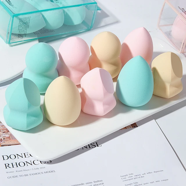 Valentine 3pcs Professional colorful Makeup Sponge wet&dry use Pink Egg Shape Latex Free get bigger Beauty Makeup Blender Set