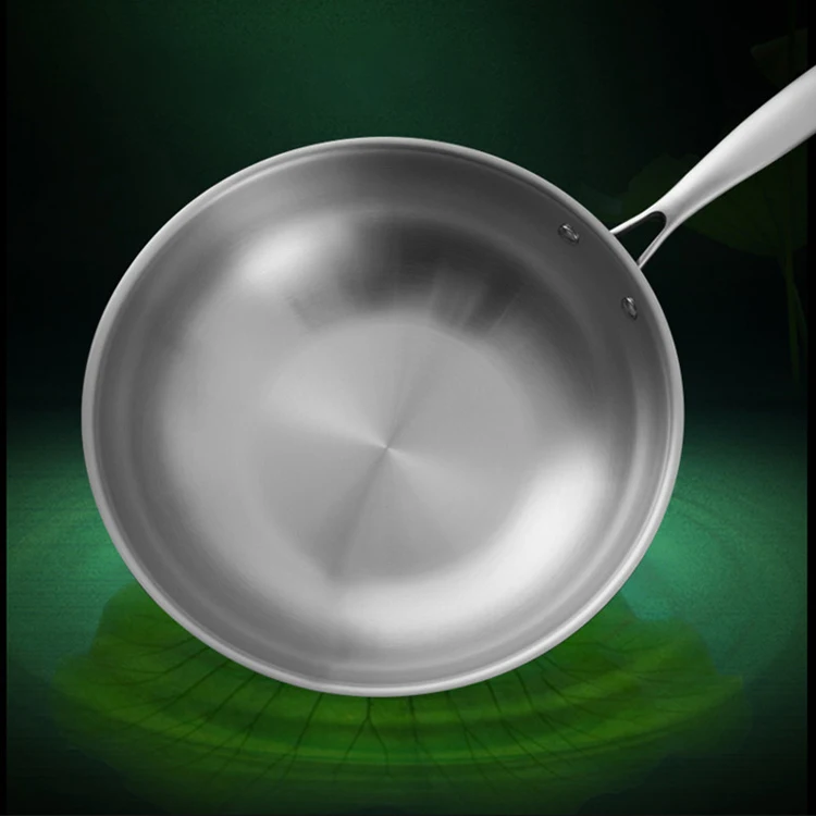 Hot Sales 3 ply High Quality SUS 304 Stainless Steel Non Stick Wok with Coating