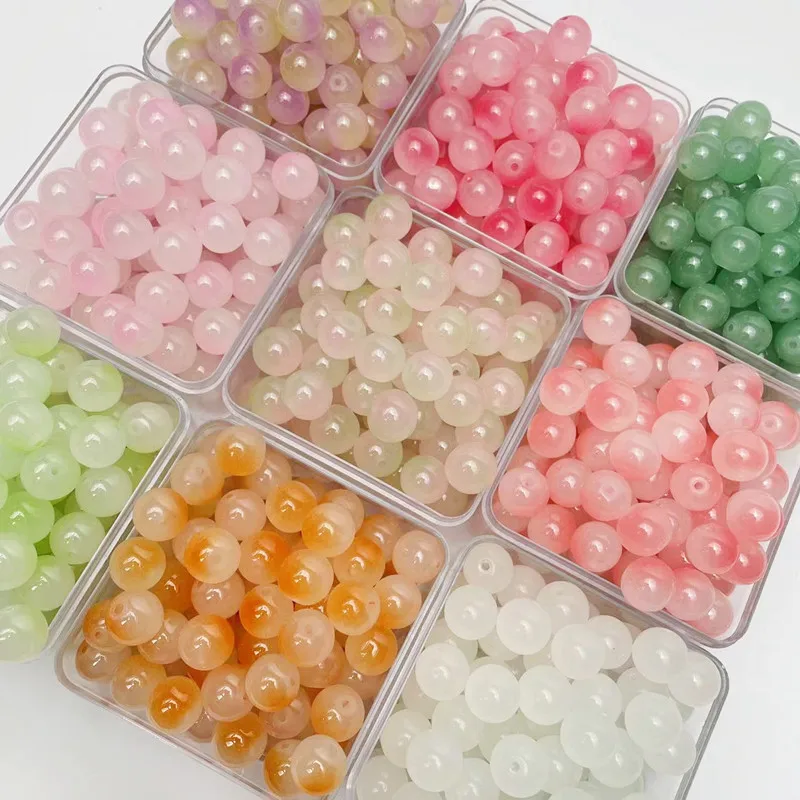 Factory wholesale 8mm two-tone glass beads 50pcs/bag glass beads for jewelry making