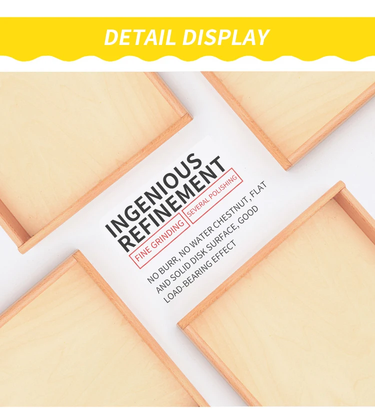 Xiair Wooden Montessori Tray Toy Science Teaching Aid Kindergarten Montessori Wooden Tray Early Education Montessori Medium Tray