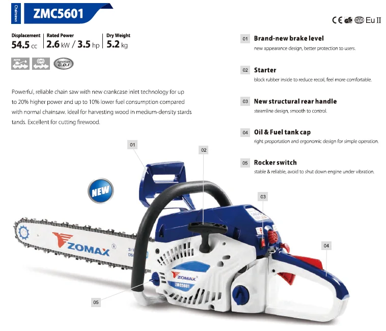 5601 New design chainsaw spare parts for zomax chainsaw