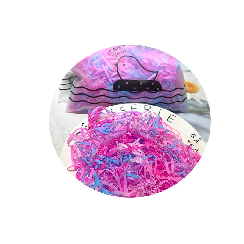GEERDENG Wholesale 500 Pcs/Set Disposable Hair Tie Colourful Children Headdress High Elasticity Rubber Band Hair Rope Accessory