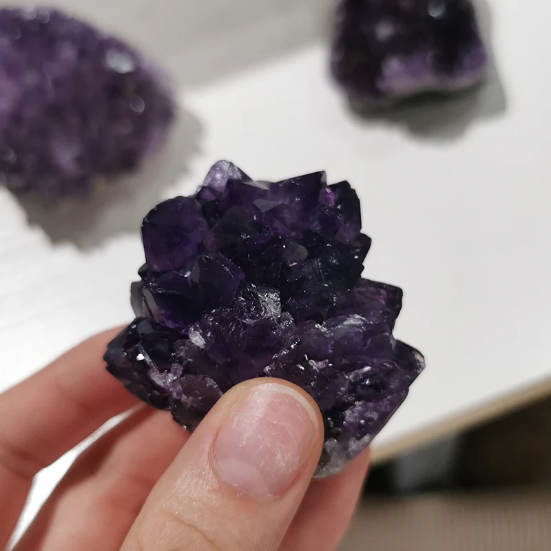 Natural Uruguay Amethyst Cluster High Level Purple Crystal Geode Fengshui For Home Decoration