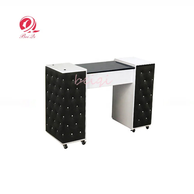 Modern antique foldable black crystal manicure salon set nail dryer table