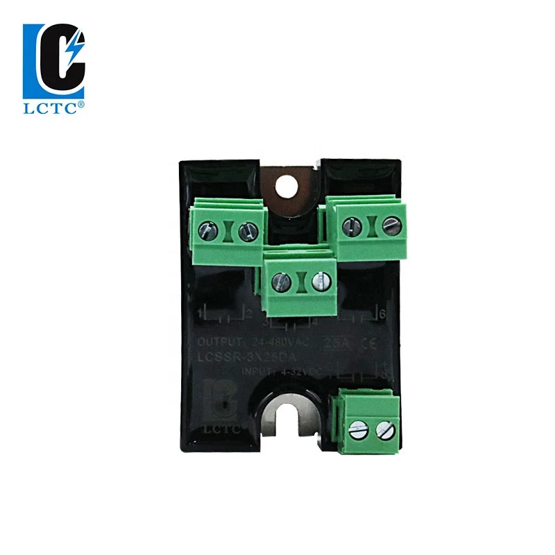 3 phase Solid State Relay With Heat Sink SSR 25A DC Control AC 3 Phase SSR 4-32VDC to 24-280VAC