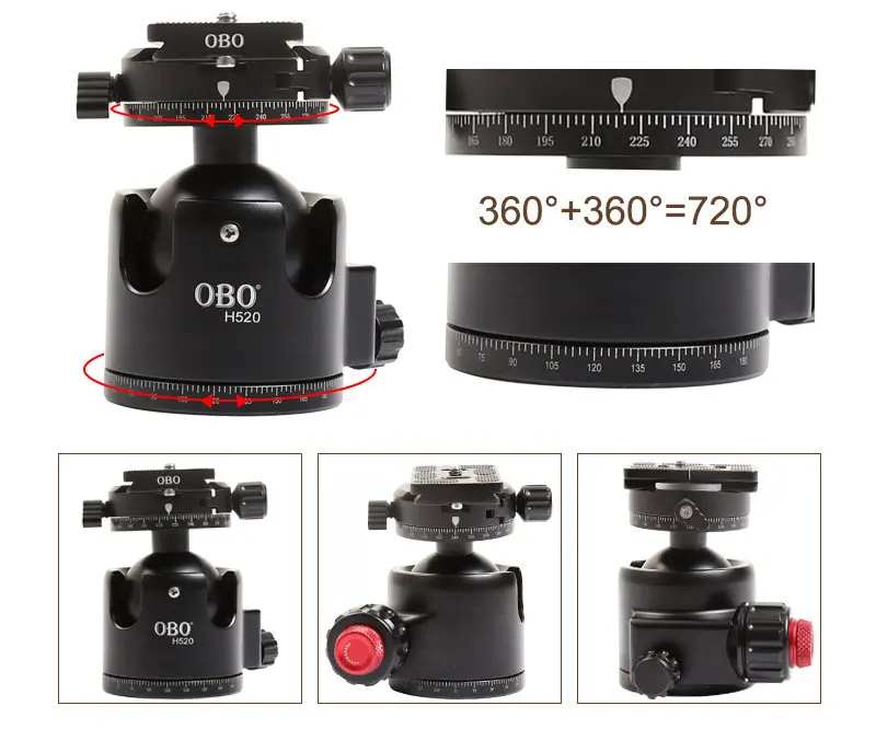 OEM/ODM Photography equipment accessories diameter 52mm ball head for tripod