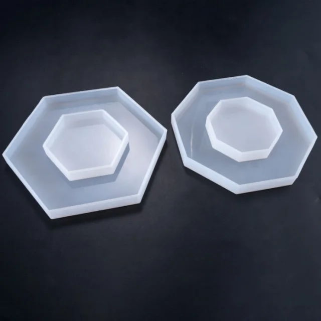 DLR135 Wholesale  7*2.8cm High mirror table decoration epoxy glue mold octagon coaster silicone epoxy resin molds
