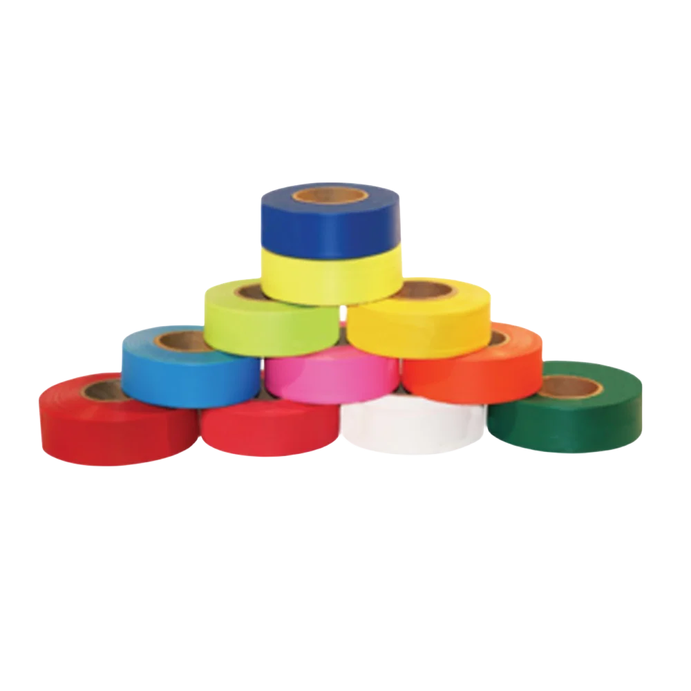 Custom non adhesive 6 colors 2.5 cm pvc reflective warning flagging tape for Surveying Forestry Mining safety