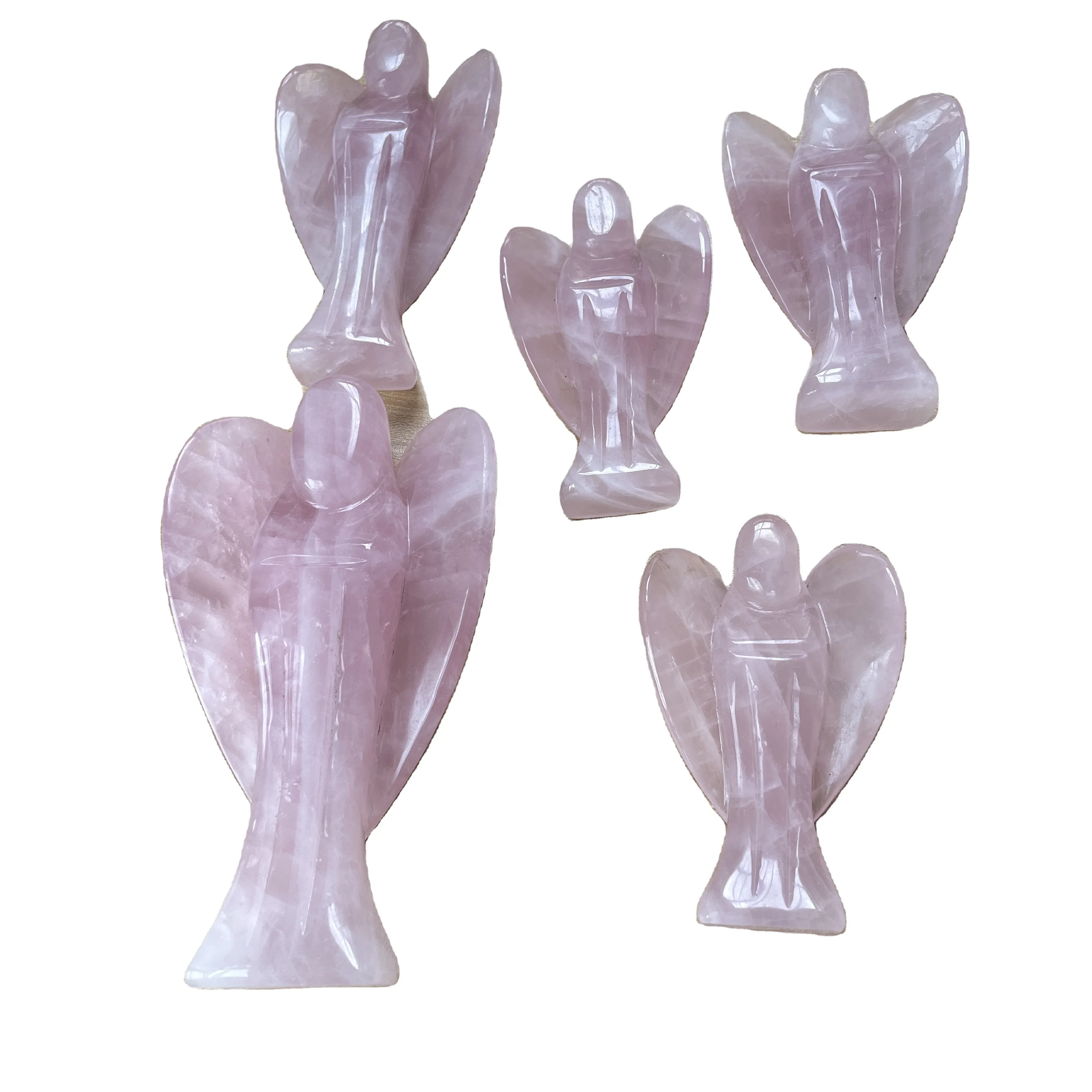 natural crystal gemstone carving angel rose quartz figurines angel for decoration
