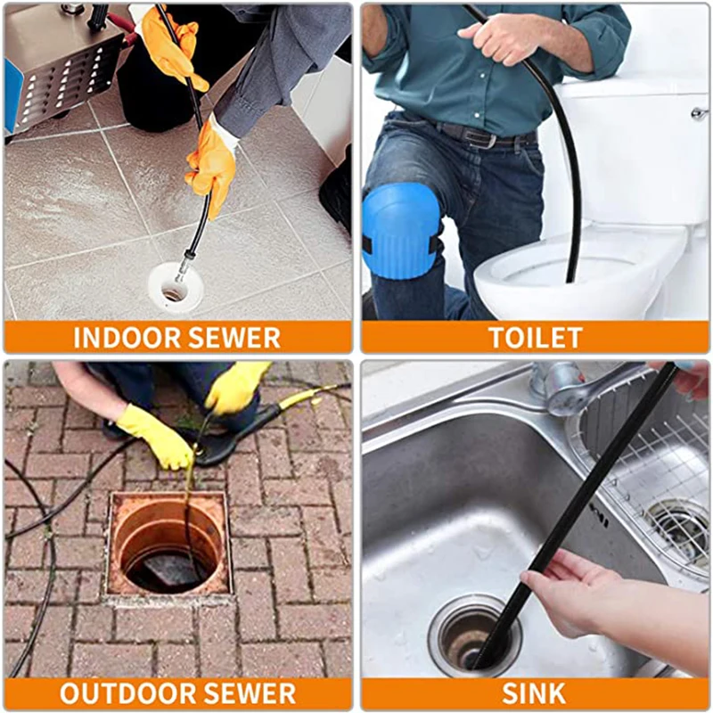 For HD M22 Sewer Jetter Kit for Pressure Washer Auto parts1/4 Inch , Button Nose and Rotating Sewer Jetting Nozzle Orifice 4