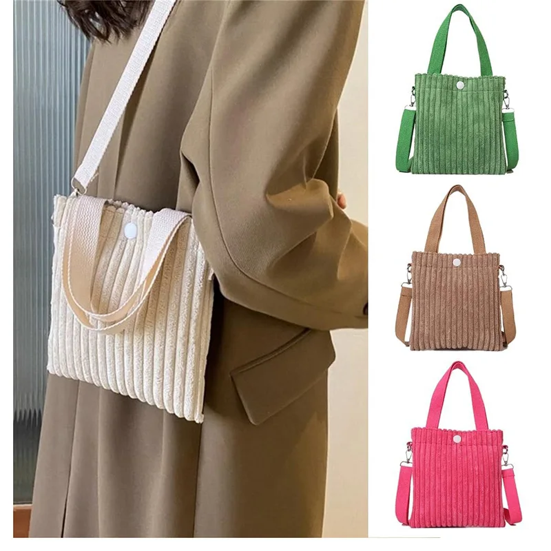 Women Corduroy Shoulder Bag Spring Summer Fashion Handbag Mini Tote Bag