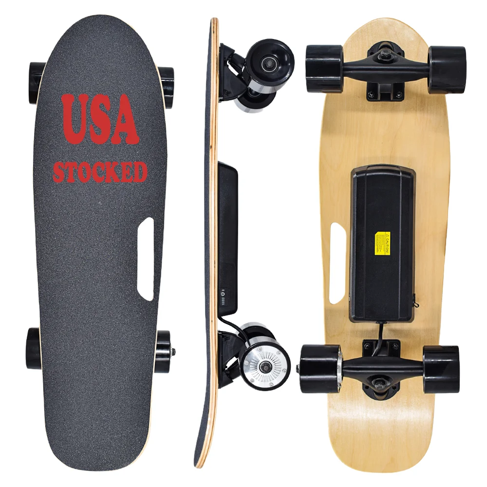 Top Speed 9.3MPH 300W Hub-Motor 5 Miles Range with Remote Control 3 Speeds Adjustment Mini Fish Cruiser Fish Electric Skateboard
