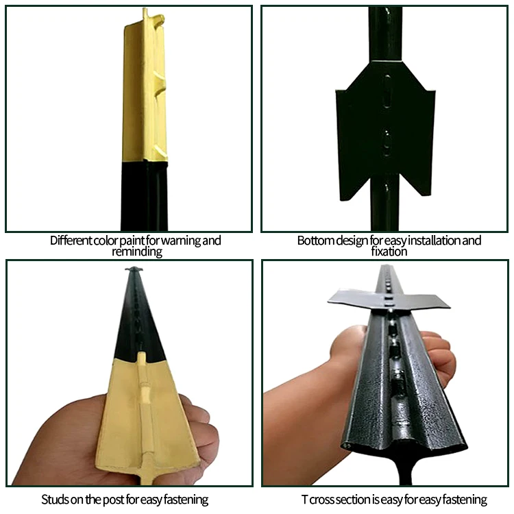 American hot sale garden powder coated metal t post heavy duty farm fence steel studded 6 ft t-post