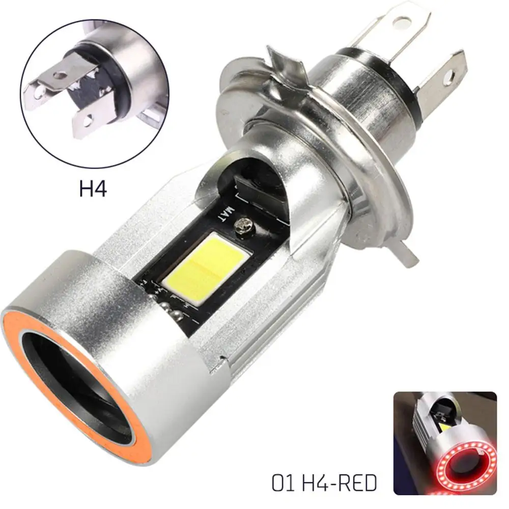 1Pc Angel eye 30W H4 LED Motorcycle Headlight Ba20d HS1 H6 Scooter Motorbike Headlamp Light Bulb DRL Accessories 12V-80V