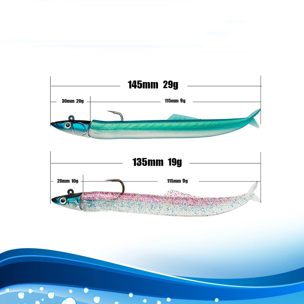 Simulated eel Fishing Silicone Bass Hooked Leurre De Pesca Black bass crazy Minnow  lead head Soft body Fishing Lure