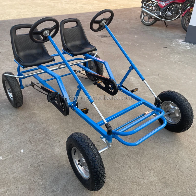 Wholesale customized steel four wheel heavy duty adults double seat pedal racing go kart track