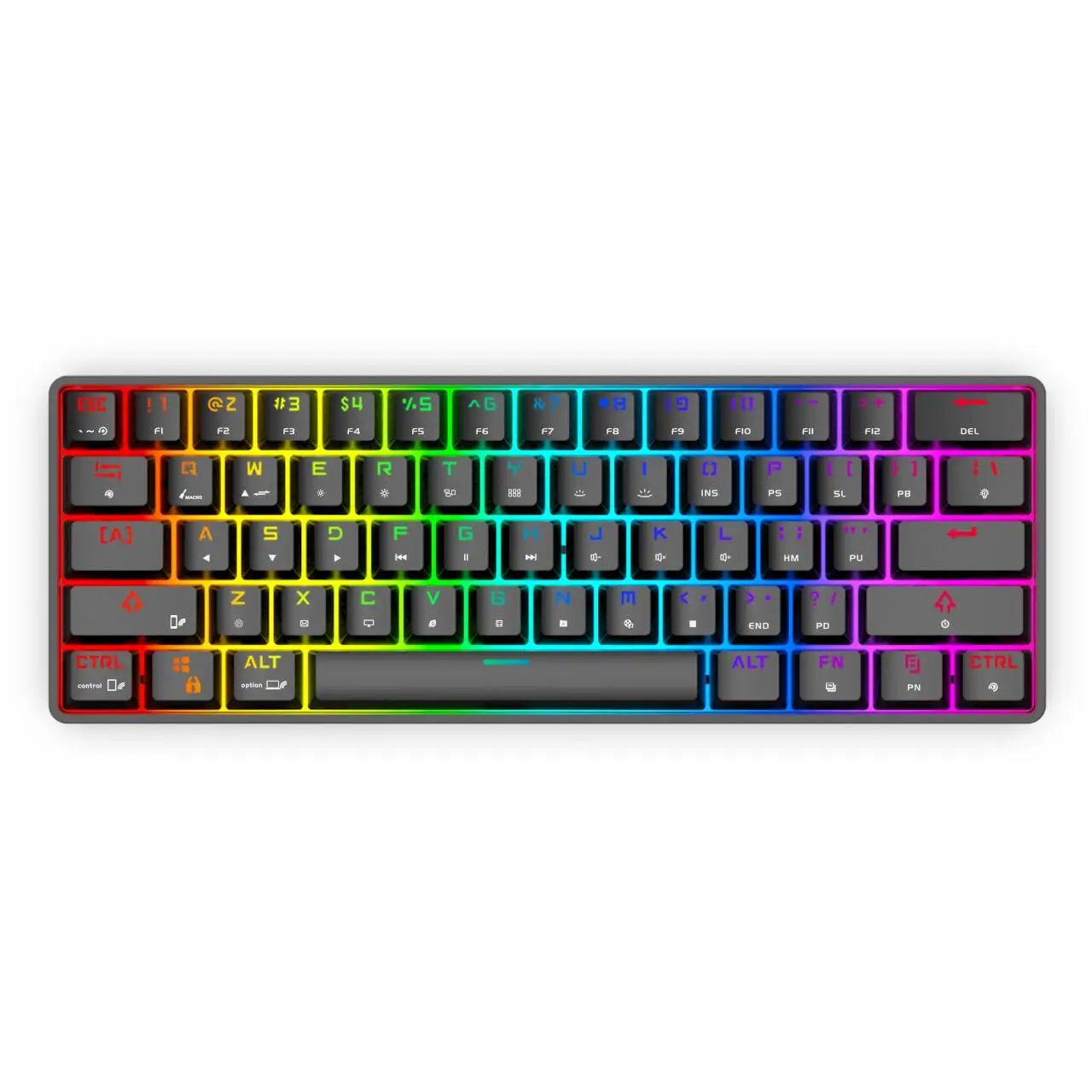QIYU Ergonomic Key Position Triple-mode 61 Keys Clavier Gamer Keychron Light Switchable Wireless Mechanical Keyboard For PC