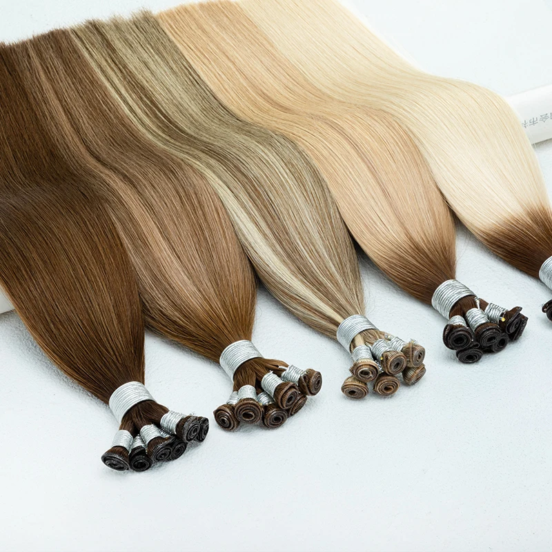 100% Human Hair hand tied weft Thick Ends Can Be Cut Invisible Genius Weft Hair extension