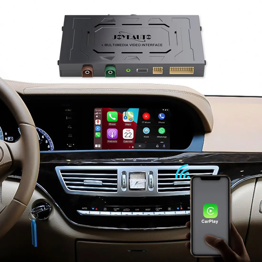 Joyeauto Android Auto Solution Wireless Carplay Interface Adapter for Mercedes S Class W221 Apple Airplay Usb Portable 4k CN;GUA