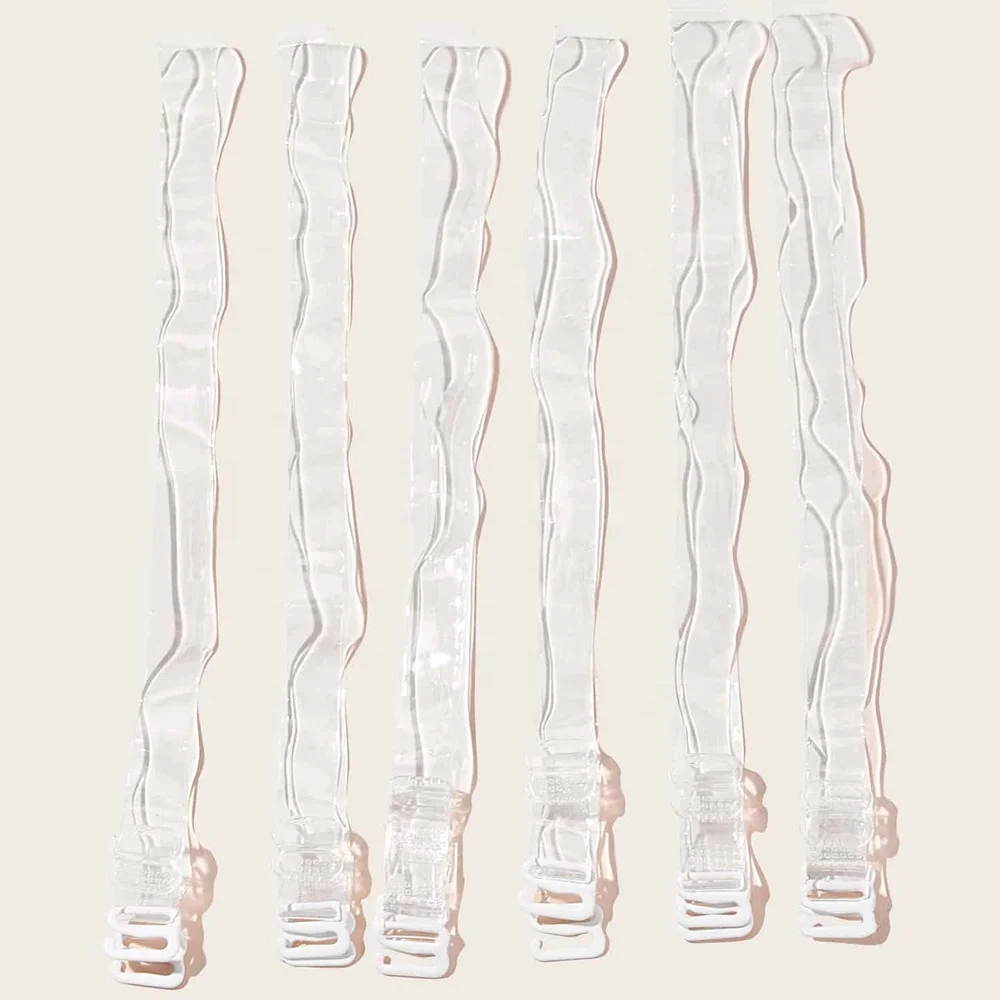 3 Pack Silicone Bra Straps High Elasticity Transparent Band For Bra Soft Silicone Embossed Bra Strap