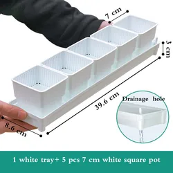 Square Plastic Flower Pots with tray for Starting Seedlings, or Succulents cactus plants