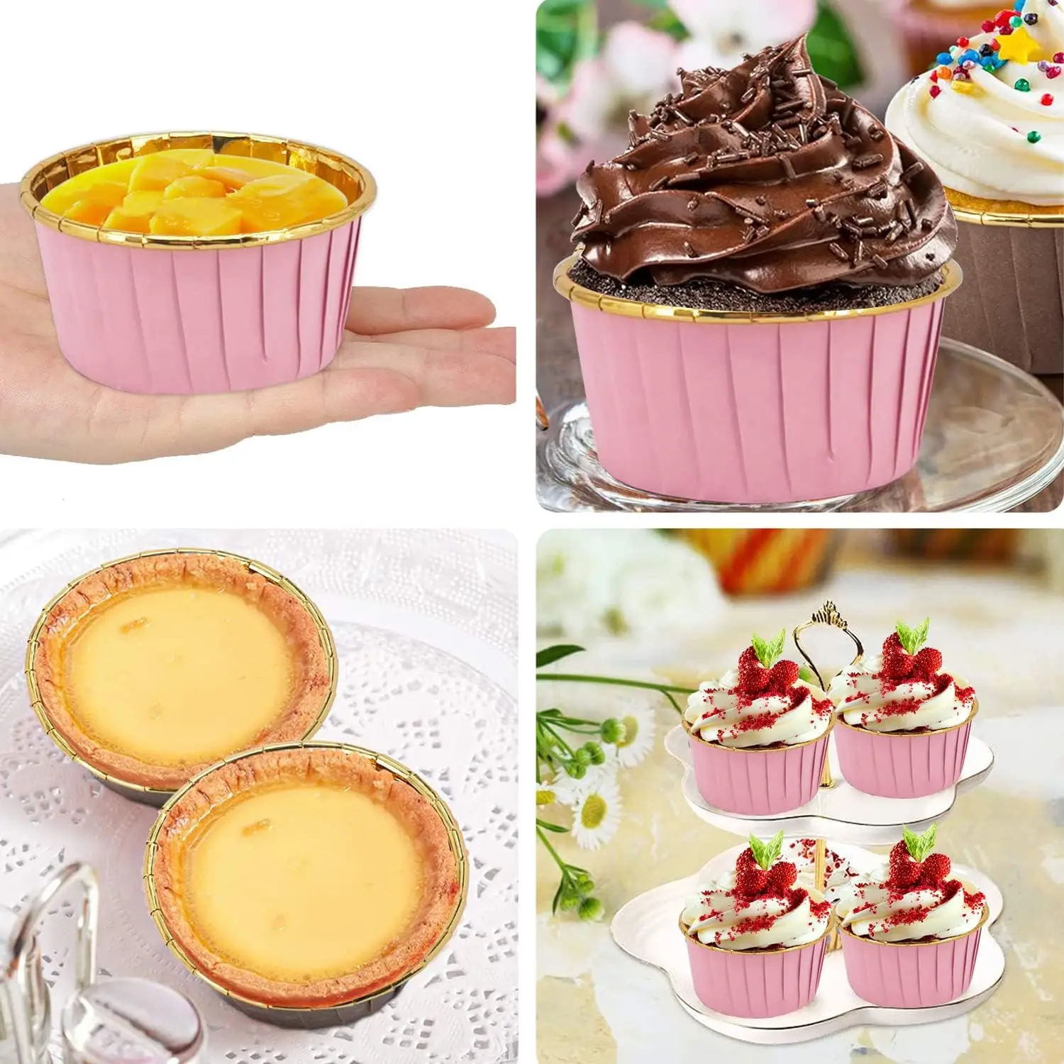 Factory Custom Printed Pet Coated Paper Baking Cups Disposable Oil Proof Muffin Aluminum Cupcake Baking Cups