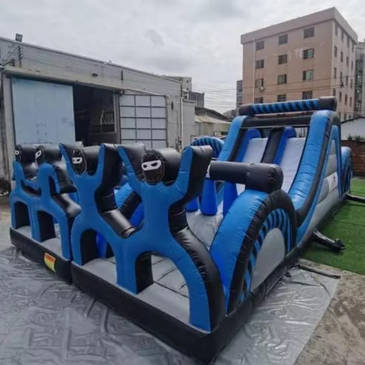 Outdoor Double Lane Inflatable Obstacles Bounce Game water christmas Commercial Sport Game For Kids