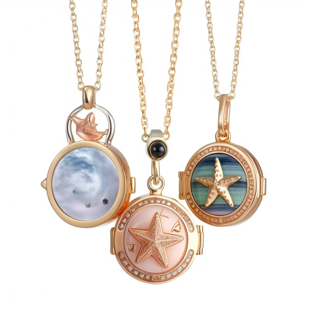 Fashion Jewelry Necklaces Coin Pearl 24K Star Blue Eye Rose Quartz Zodiac Personalised Name Locket Jade 18K Gold Locket Necklace