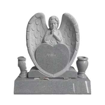 Popular UK Praying Hands Headstone Memorial Light Grey White Granite Praying Angel Headstones with Vases
