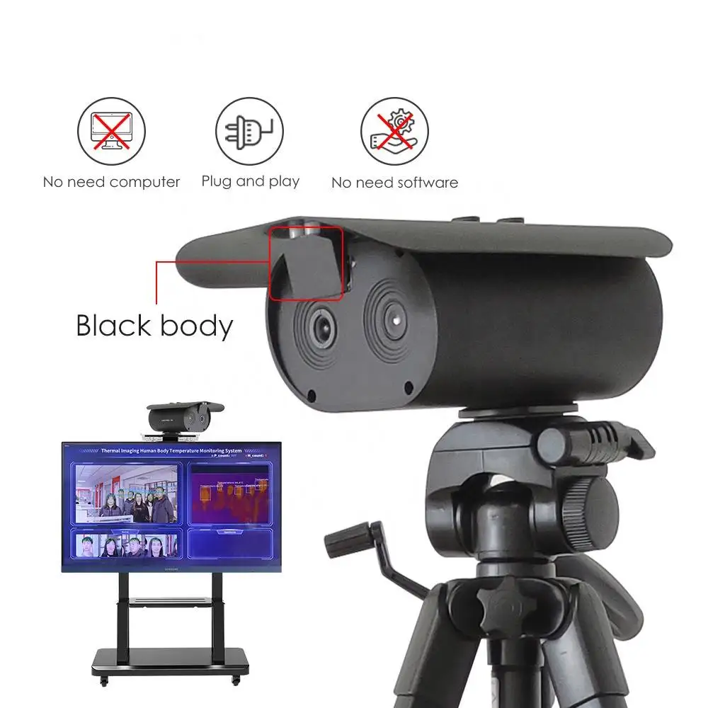 Tripod thermal imaging camera Non-Contact Face Recognition Multi-person Temperature Scan High Speed Dual Vision Fever Screening