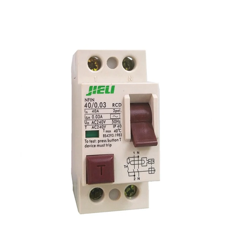 JIELI brand NFIN type Low voltage miniature circuit breaker rccb 30ma 100ma 300ma rccb circuit breaker
