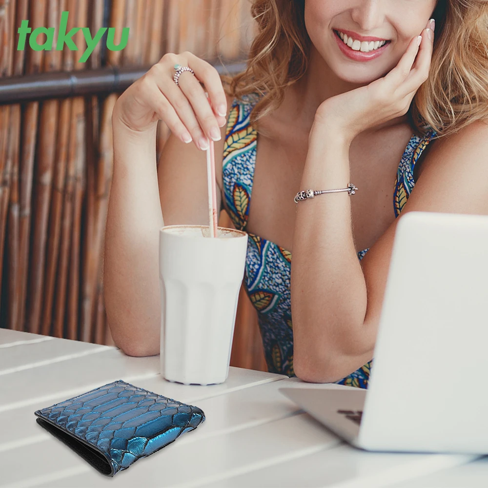 Luxury hot python pattern folding slim ladies wallets and purses women card holder genuine leather wallet for men