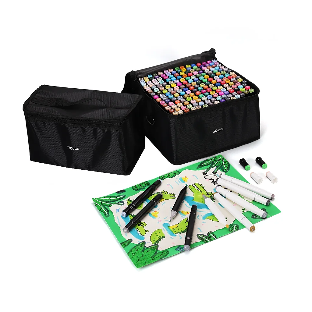 HB-707 Hot Sale Color Art Marker School Painting Marker Water Color Pen for Kids 24 Color to 204 Colors Stationery Set OEM