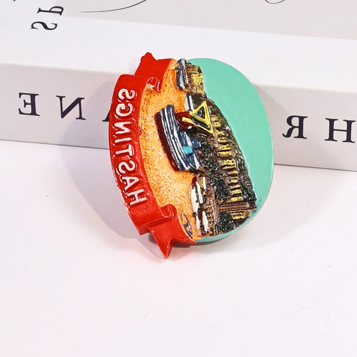 Custom 3D Logo hand-painted sea island Hastings design tourist Souvenir Polyresin Resin Fridge Magnet Fridge Magnets