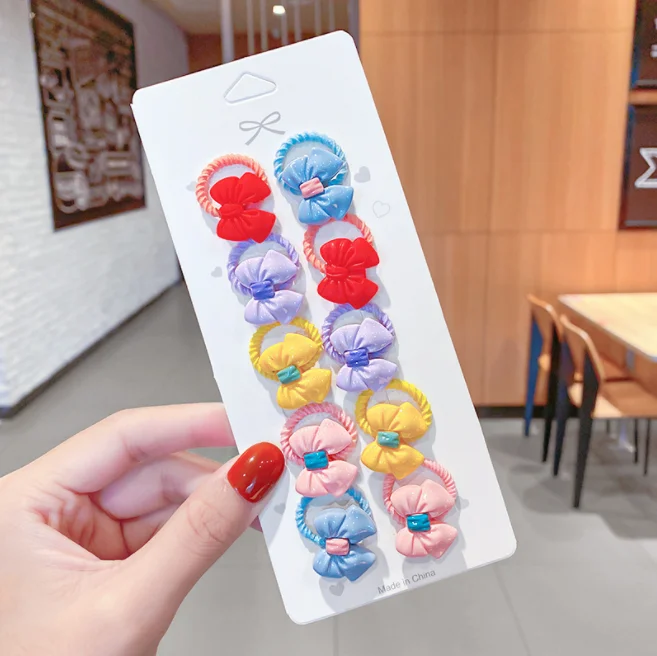 10pcs mini size hair accessories cute hair scrunchies baby cartoon hair ties