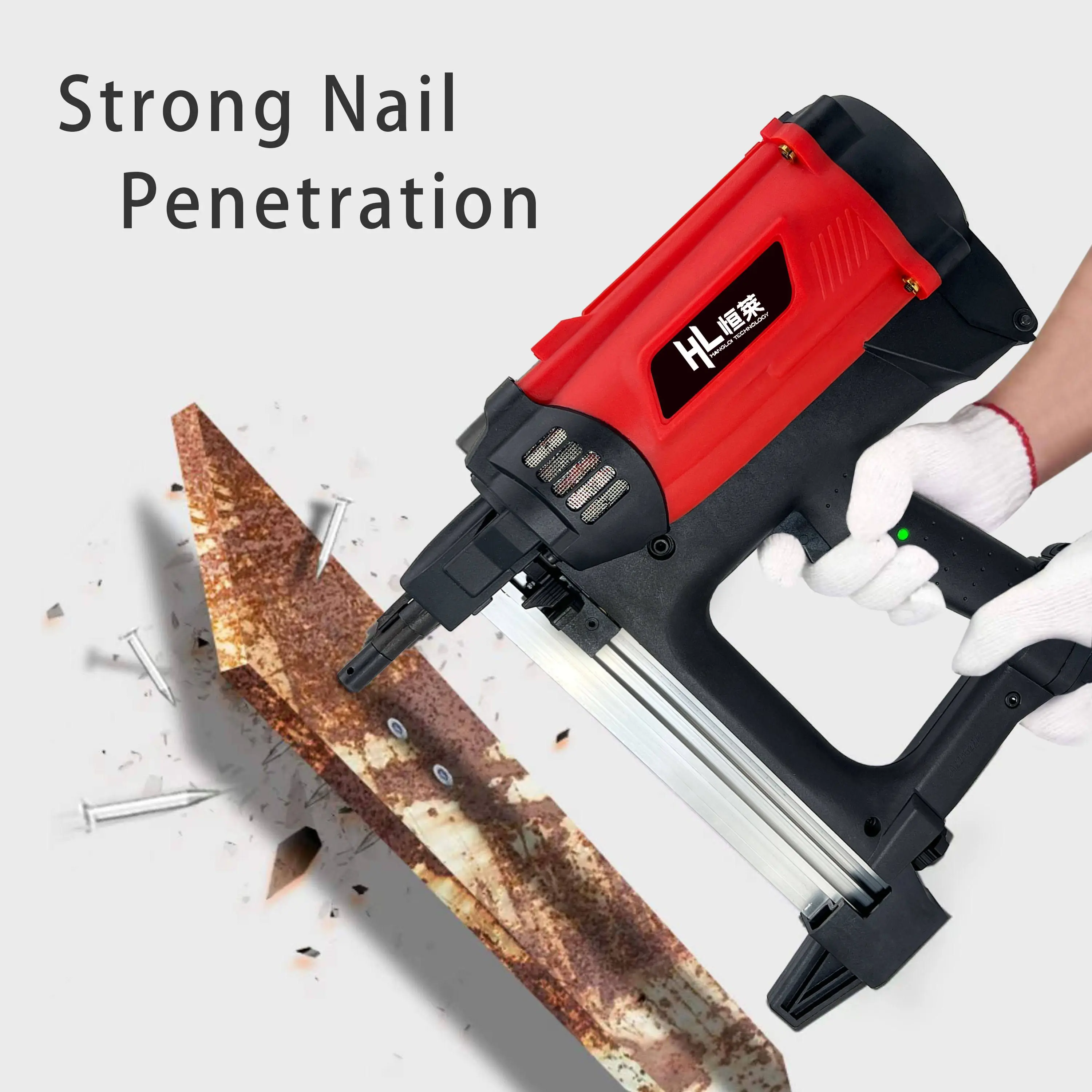 HENGLAI Customized 2-IN-1 Cordless Brad Nailer Stapler 18 Gauge Wood Framing Siding Pin 20V Battery Nail Gun
