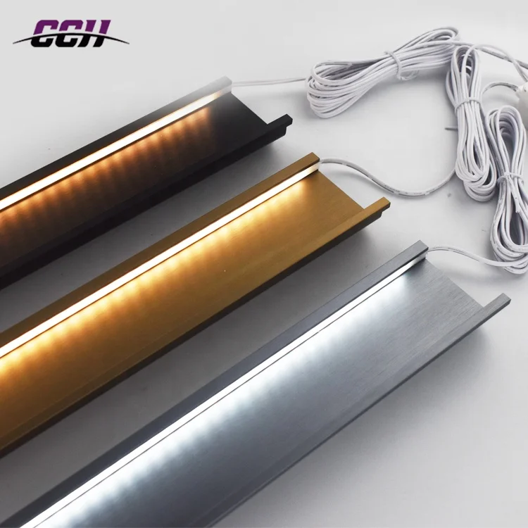 Светодиодная алюминиевая светлая ручка светодиодная для профиля Gola Встроенная двери шкафа с подсветкой кухонного