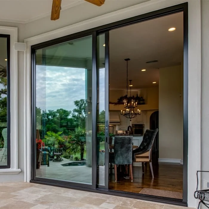 Chinese factory Custom modern House Black Frame PVC Glass Aluminum Profile Sliding Doors