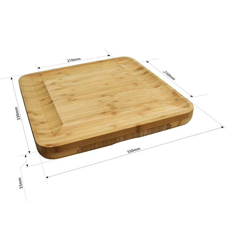 high quality bamboo wooden cheese board kitchen cutting board set with 4 knives tools
