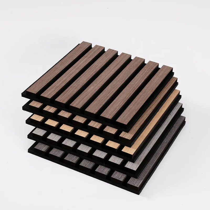 Haoran Wall And Ceiling Akupanel MDF Soundproof Slatted Laminated Pet Oak Wooden Veneera Acoustic Panel For Auditorium Hall