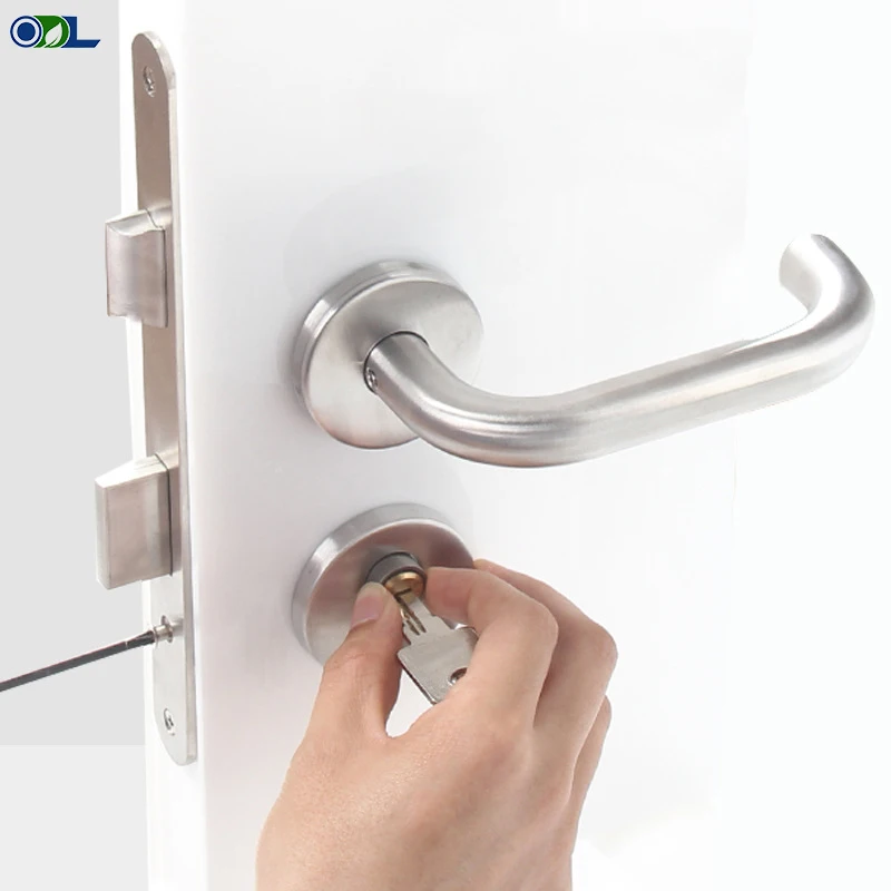 Industrial door store hospital office lock solid lever handle set house interior door stainless steel doors locks handle