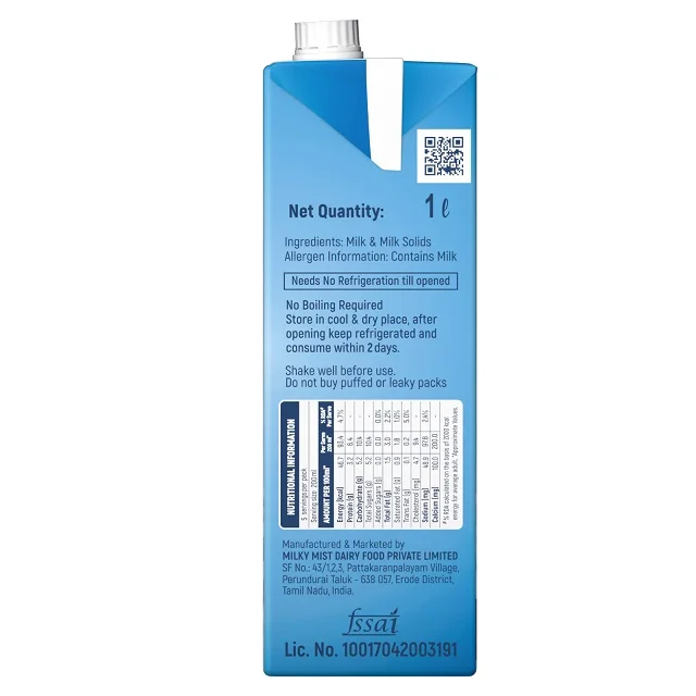 UHT DOUBLE TONED MILK 1 LITRE LONG LIFE 1.5% FAT FLUID MILK