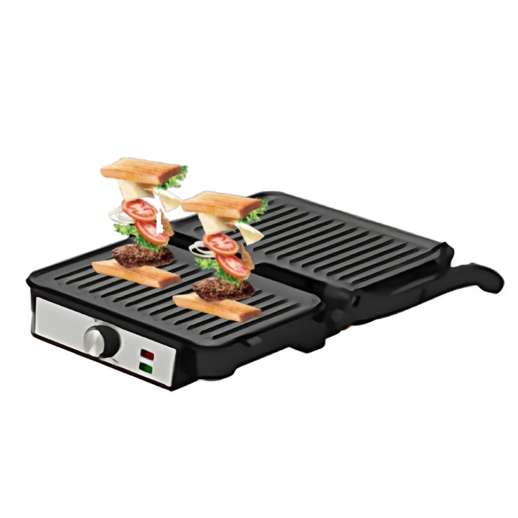 Multi-function dual-side 180 degree open electric contact grill sandwich maker press panini grill with oiltray