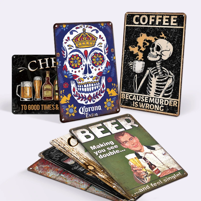 Wholesale Metal Advertising Sign Wall Decorations Retro Cola Beer Signs Metal Wall Hanging Plate Vintage Decorative Plaque