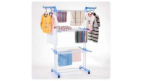 BS 8031 folding clothes drying rack that can be  adjustable and folded into small box