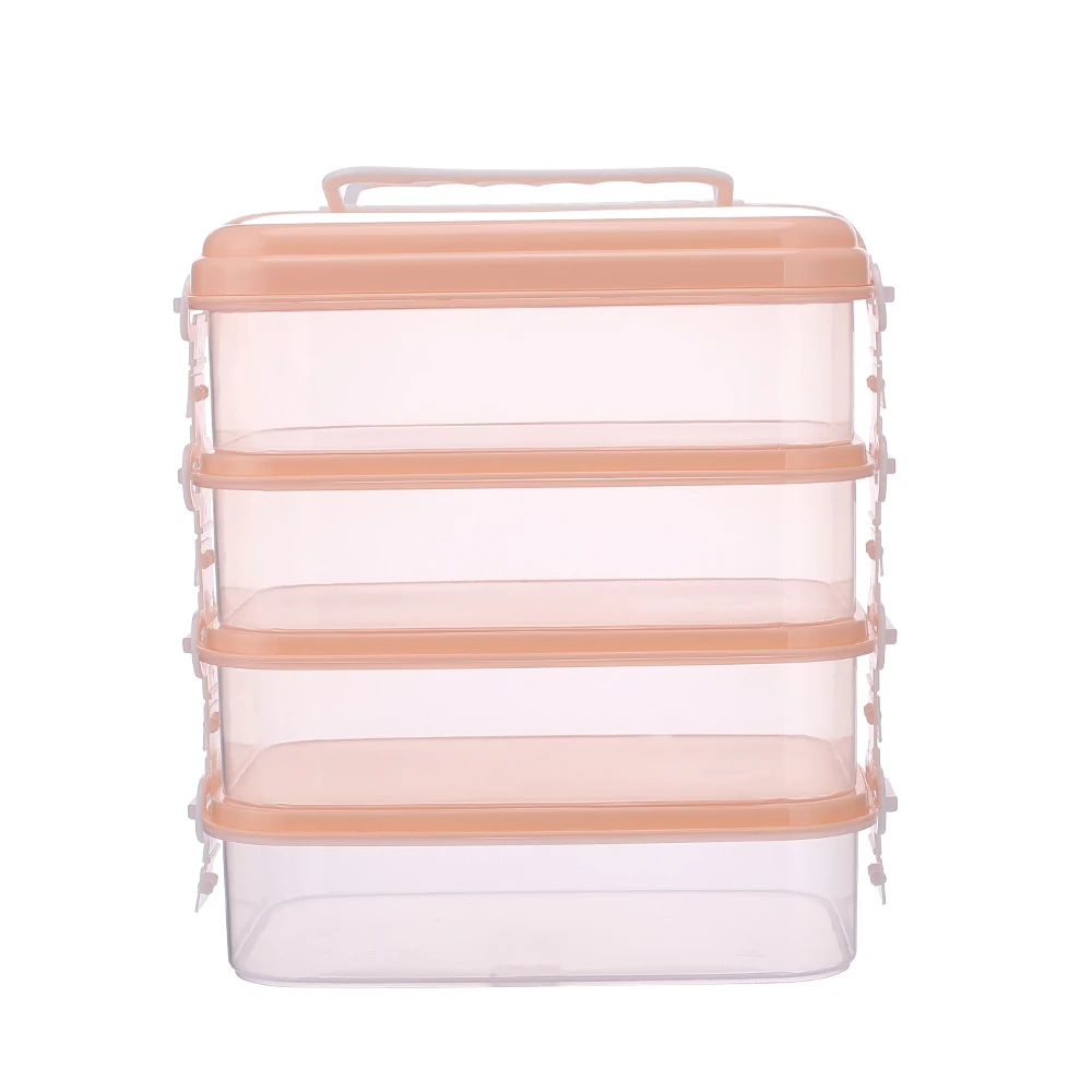 New design food grade clear 4 layer plastic square rectangle round lunch box