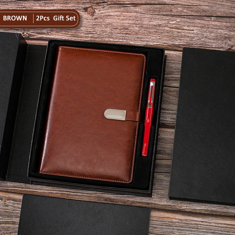 Christmas Gifts box Hot Sales 2024 classic Pu Leather A5 Notebook luxury Pen Gift Set for business promotion