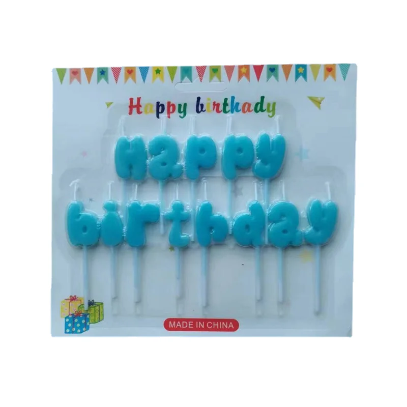 Свеча на день рождения xiye английское письмо торт украшенный синим happybirthday