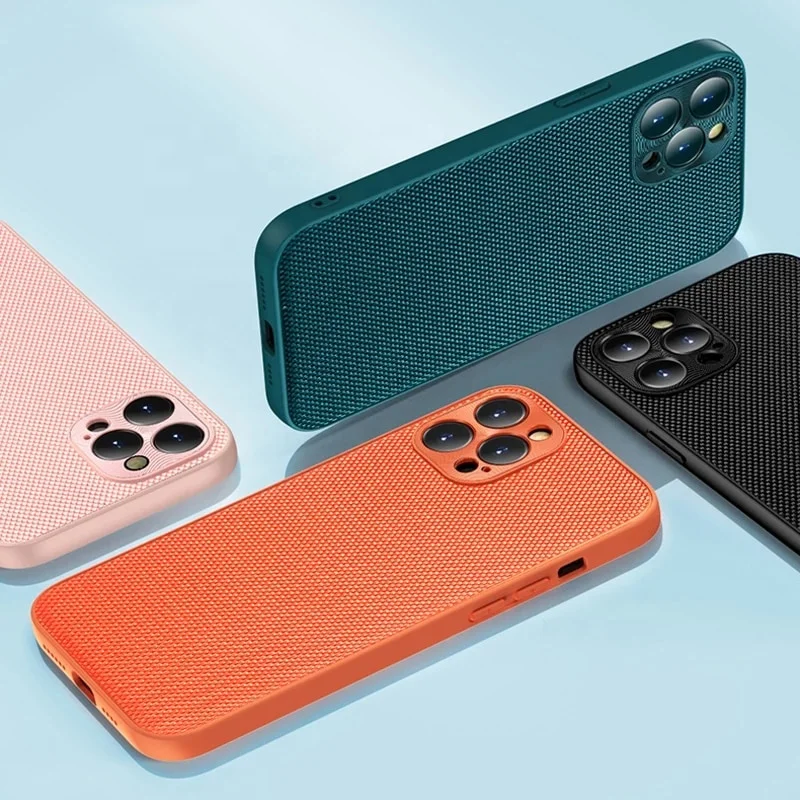 Luxury Nylon Cloth Fabric phone Case For iPhone 14 13 12 11 Pro Max Mini XR XS X R Soft Bumper Shield Hard Full Cover